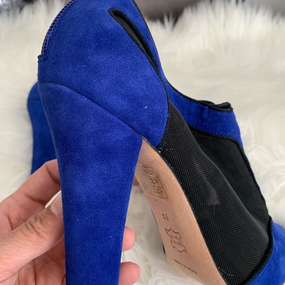 Cobalt Blue Suede Ankle Boots - Picture 3 of 6